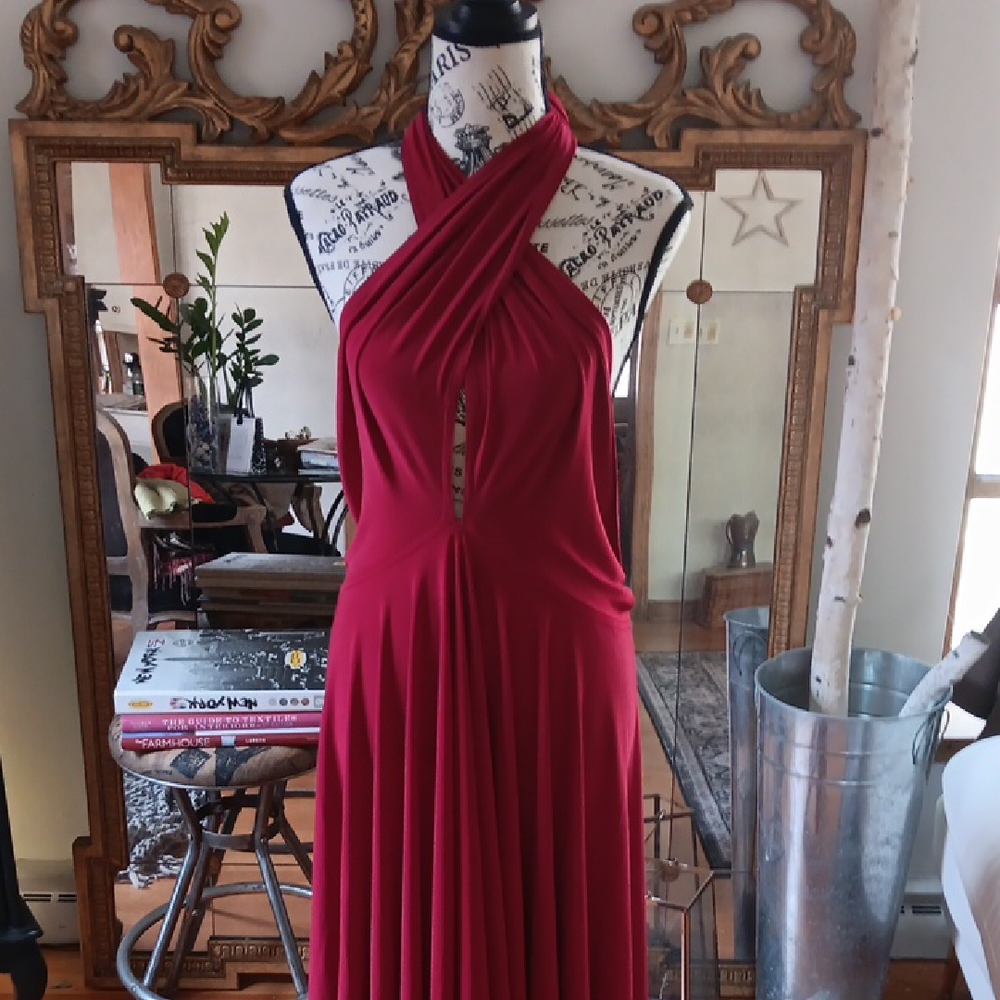 Elegant Red Halter Dress